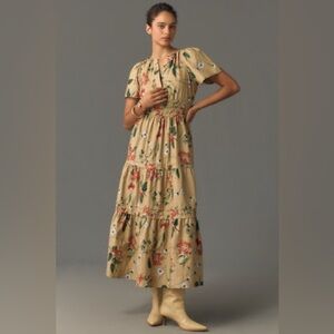 Floral Tiered Maxi Dress in Mustard